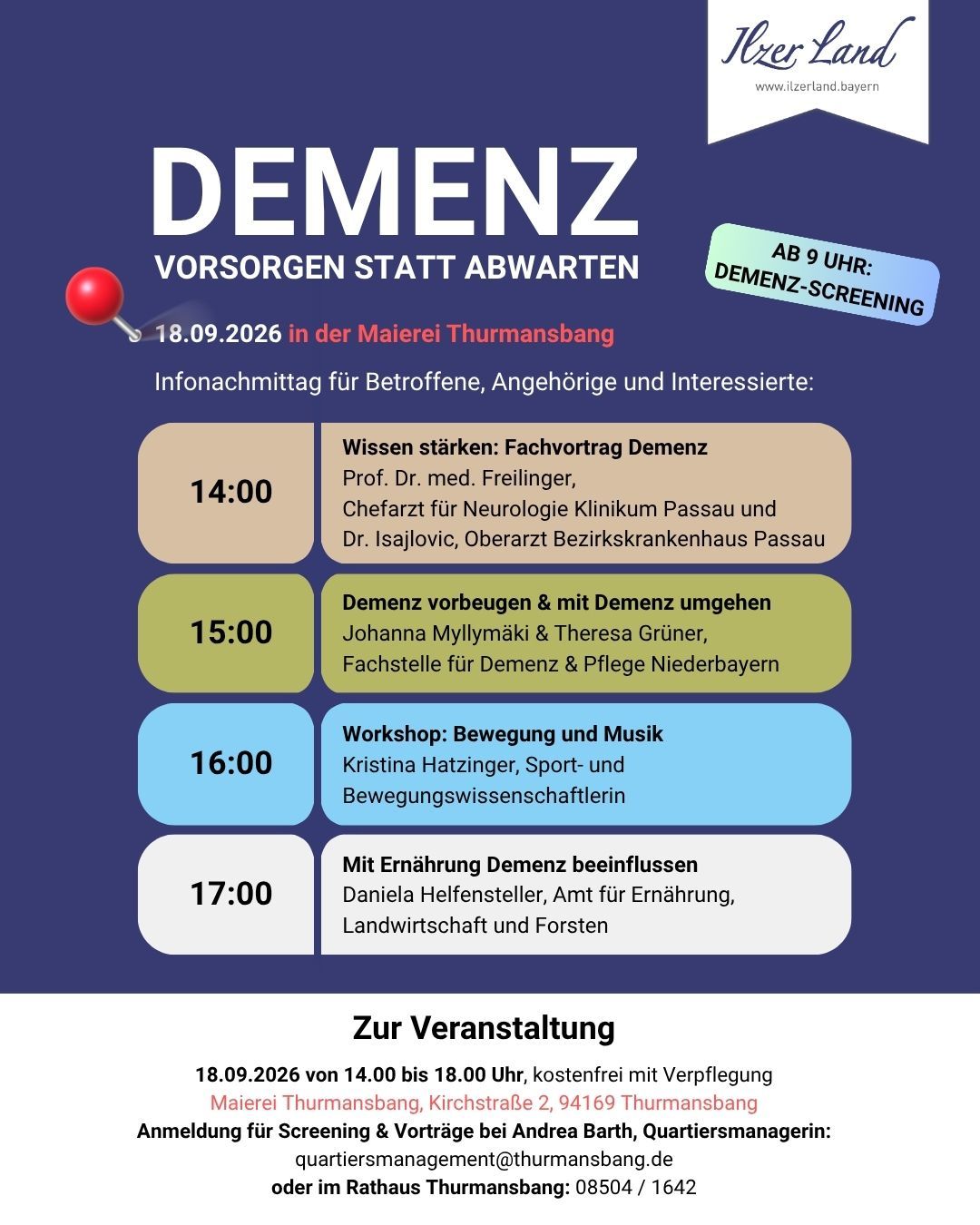 Ortsänderung Demenznachmittag - Anmeldung noch möglich!