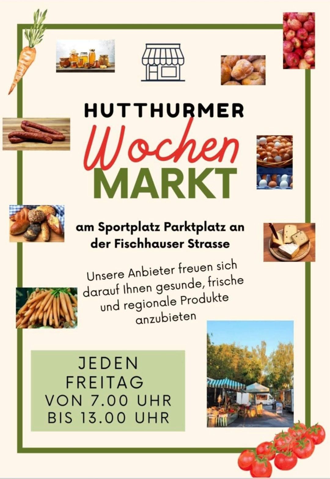 Achtung ⚠️! Hutthurmer Wochenmarkt am Freitag 21.08.26 am Rathausparkplatz